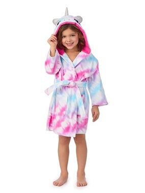 Saint Eve Youth Unicorn Hooded Tie Dye Cotton Plush Swim Robe beach coverup 3T4T